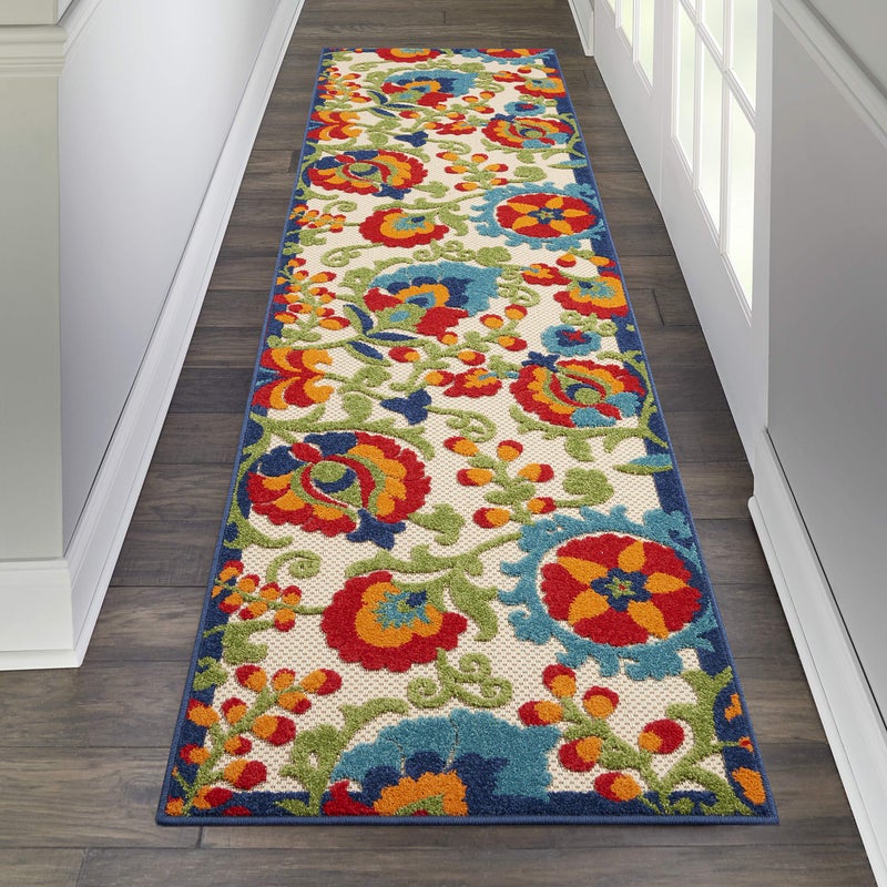 Nourison Home Aloha Multicolor 2'3" x 8' Area Rug - Easy Clean, Non Shedding, Bed Room, Living Room, Dining Room, Kitchen (8' Runner) - Image 1